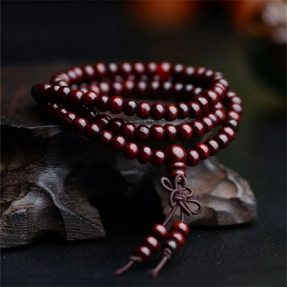 Mala Bead Yoga Sandalwood Wood Bracelet Red or Black Rosewood Bracelets